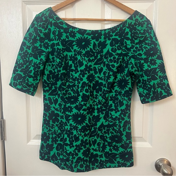 Boden Fleur Fitted Kelly Green and Navy Top/Blouse - Picture 4 of 10